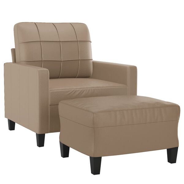 vidaXL Fauteuil avec repose-pied Cappuccino 60 cm Similicuir