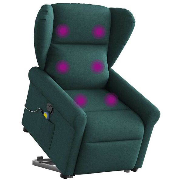 vidaXL Fauteuil inclinable de massage Vert fonc&eacute; Tissu