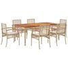 vidaXL Ensemble &agrave; manger de jardin et coussins 7 pcs beige poly rotin