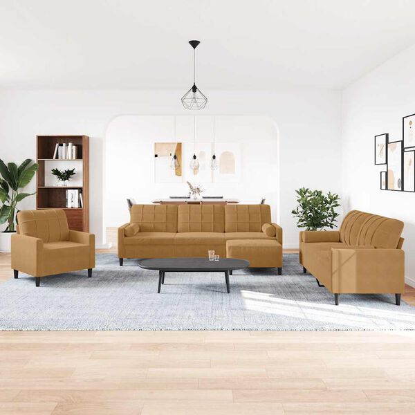 vidaXL Ensemble de canap&eacute;s 4 pcs avec coussins et traversins velours