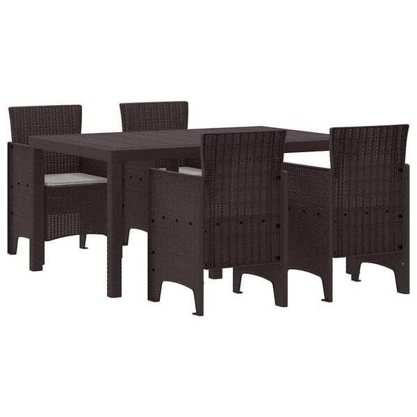 vidaXL Ensemble de salle à manger pour jardin 5 pcs Marron Rattan Polt