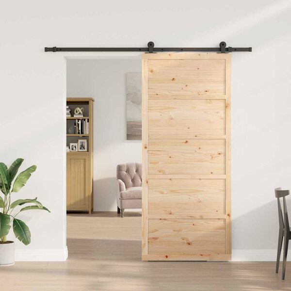 vidaXL Porte coulissante Naturel 100 x 208 cm Bois de pin massif
