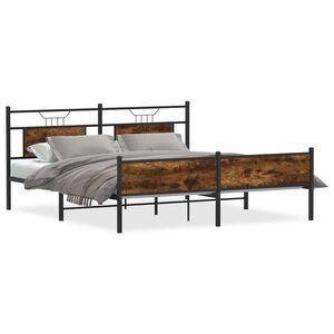 vidaXL Cadre de lit en m&eacute;tal sans matelas ch&ecirc;ne fum&eacute; 160x200 cm