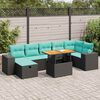 vidaXL Salon de jardin avec coussins 8 pcs gris r&eacute;sine tress&eacute;e acacia