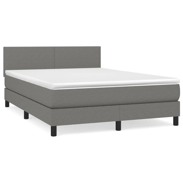 vidaXL Sommier &agrave; lattes de lit avec matelas Gris fonc&eacute; 140x200cm Tissu