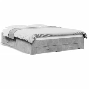 vidaXL Cadre de lit avec tiroirs sans matelas gris b&eacute;ton 150x200 cm