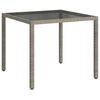 vidaXL Table de jardin 90x90x75 cm Verre trempé et résine tressée Gris