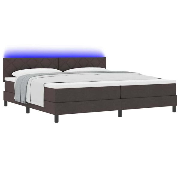 vidaXL Lit &agrave; ressorts avec matelas Marron fonc&eacute; 200 x 200 cm tissu