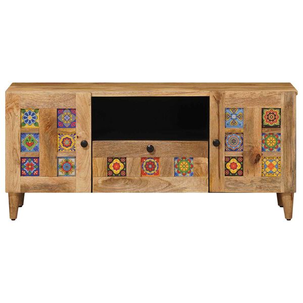 vidaXL Meuble TV Naturel 105 x 33,5 x 46 cm Bois de mangue massif