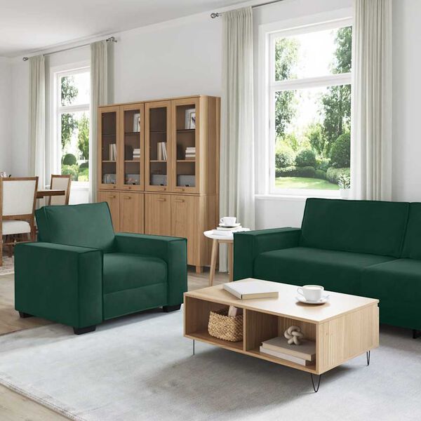 vidaXL Ensemble de canap&eacute;s 3 pcs avec coussins Vert fonc&eacute; Velours