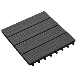 vidaXL Carreau de terrasse Design 3D 11 pi&egrave;ces Noir 30 x 30 cm WPC