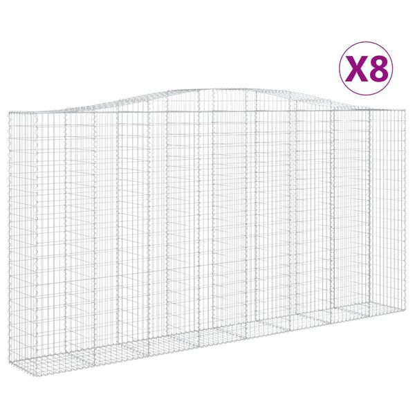 vidaXL Paniers à gabions arqués 8 pcs 400x50x200/220 cm Fer galvanisé