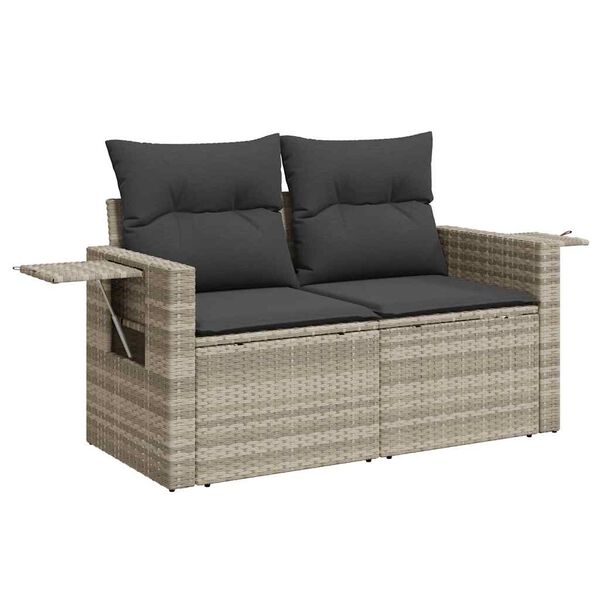 vidaXL Salon de jardin 6 pcs avec coussins gris clair r&eacute;sine tress&eacute;e
