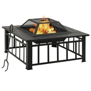vidaXL Foyer avec tisonnier 79x79x46,5 cm XXL acier