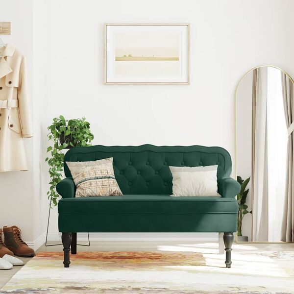 vidaXL Banc avec dossier vert fonc&eacute; 119,5x64,5x75 cm velours