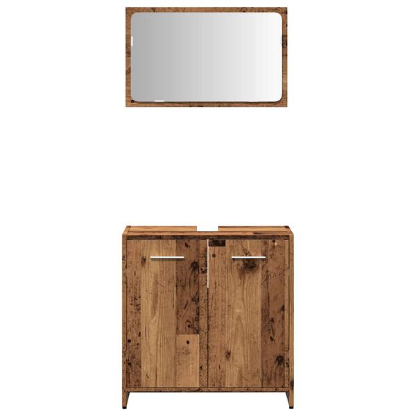 vidaXL Armoire de salle de bain et miroir vieux bois bois d'ing&eacute;nierie