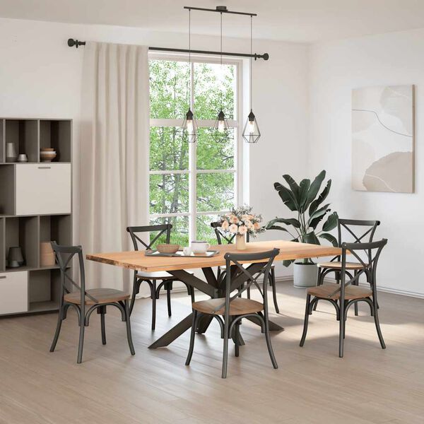 vidaXL Pied de table &agrave; manger en forme d'araign&eacute;e noir 150 x 78 x (72-73) cm en acier