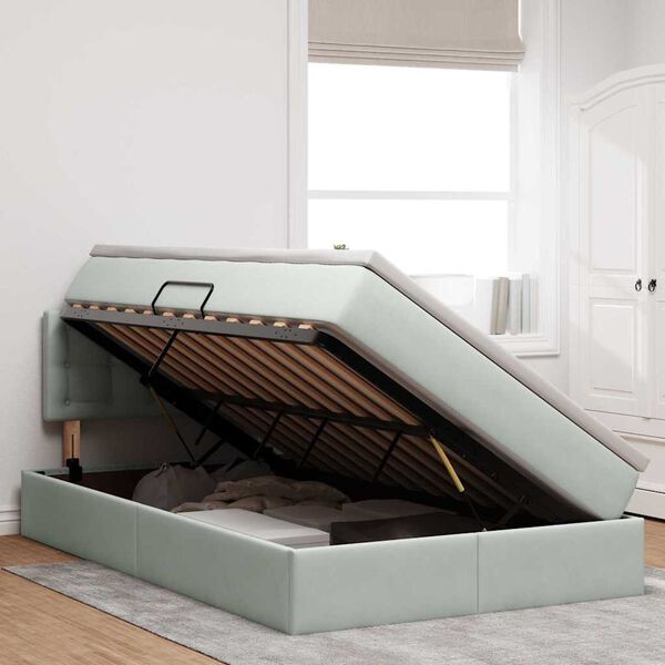 vidaXL Lit de Rangement avec matelas Gris clair 120 x 200 cm Velours