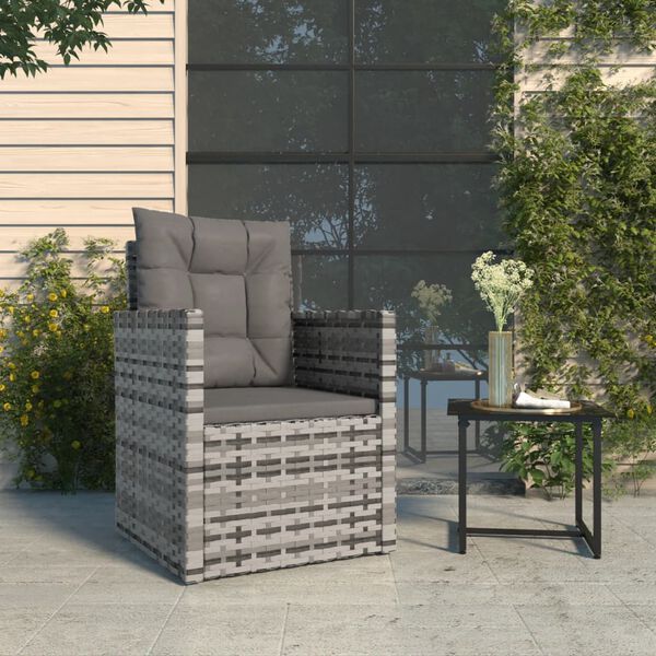 vidaXL Fauteuil de jardin avec coussins Gris R&eacute;sine tress&eacute;e