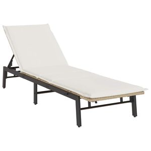 vidaXL Chaise longue avec coussin beige r&eacute;sine tress&eacute;e