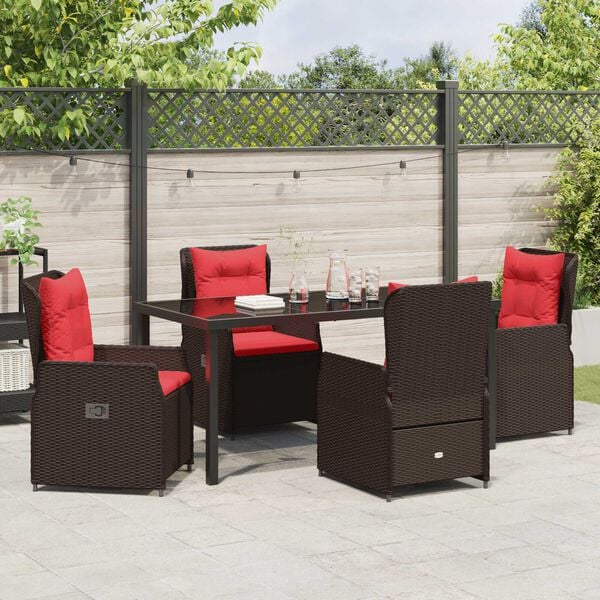 vidaXL Ensemble de salle &agrave; manger pour jardin 5 pcs Marron Poly rotin