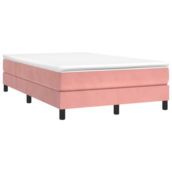 vidaXL Sommier &agrave; lattes de lit avec matelas Rose 120x200 cm Velours