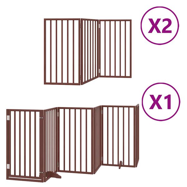 vidaXL Barri&egrave;re pour chien porte pliable 12 panneaux bois de peuplier