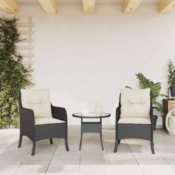 vidaXL Chaises de jardin avec coussins lot de 2 noir résine tressée