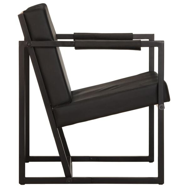 vidaXL Fauteuil noir cuir v&eacute;ritable