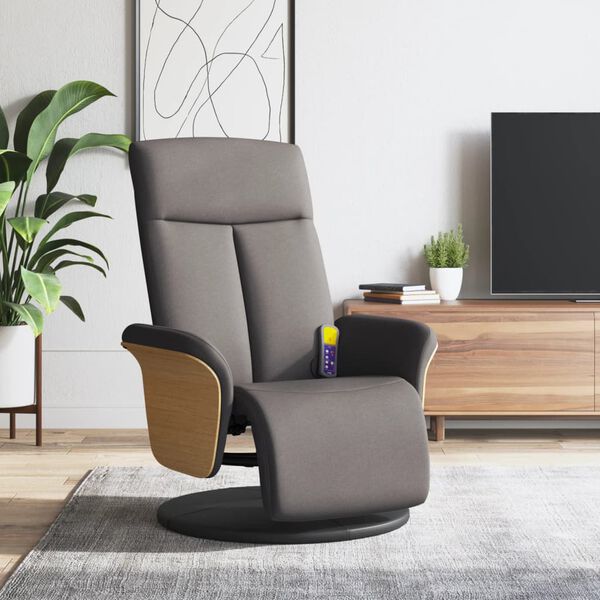 vidaXL Fauteuil inclinable de massage avec repose-pieds taupe tissu