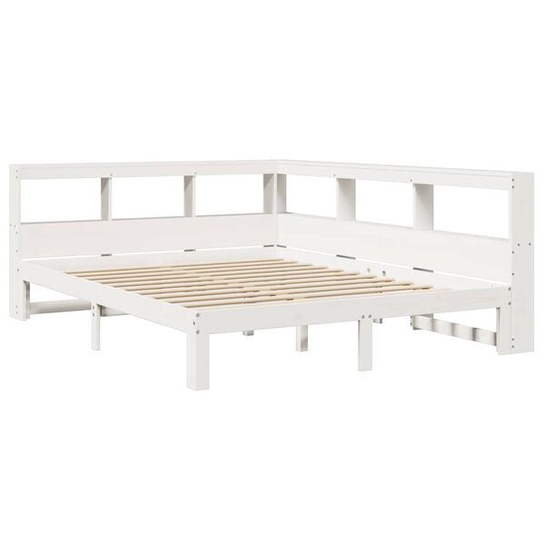 vidaXL Lit biblioth&egrave;que sans matelas blanc 140x200 cm bois pin massif