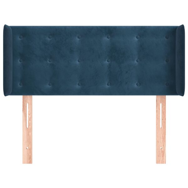 vidaXL T&ecirc;te de lit avec oreilles Bleu fonc&eacute; 93x16x78/88 cm Velours