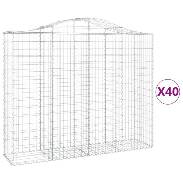 vidaXL Paniers &agrave; gabions arqu&eacute;s 40 pcs 200x50x160/180 cm Fer galvanis&eacute;