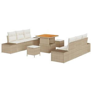 vidaXL Ensemble de canap&eacute; de jardin 9 pcs Beige Poly rotin