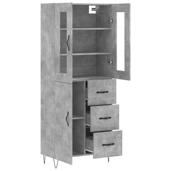 vidaXL Buffet haut Gris b&eacute;ton 69,5x34x180 cm Bois d'ing&eacute;nierie