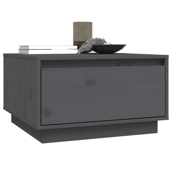 vidaXL Table basse Gris 55x56x32 cm Bois massif de pin