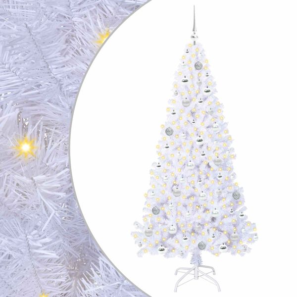 vidaXL Sapin de Noël artificiel avec 300 LED Blanc 180 cm PVC et Acier