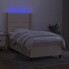 vidaXL Sommier &agrave; lattes de lit matelas et LED Cr&egrave;me 100x200 cm Tissu