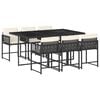 vidaXL Ensemble &agrave; manger de jardin coussins 7pcs Noir R&eacute;sine tress&eacute;e