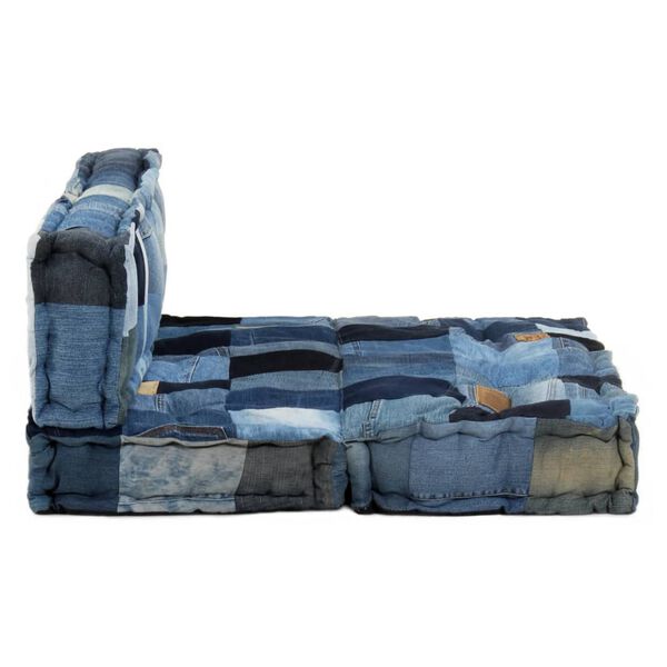 vidaXL Coussins de canap&eacute; palette lot de 2 Bleu Patchwork en denim