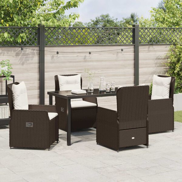 vidaXL Ensemble de salle &agrave; manger pour jardin 5 pcs Marron polyrotin