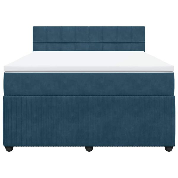 vidaXL Sommier &agrave; lattes de lit et matelas bleu 140x190 cm velours