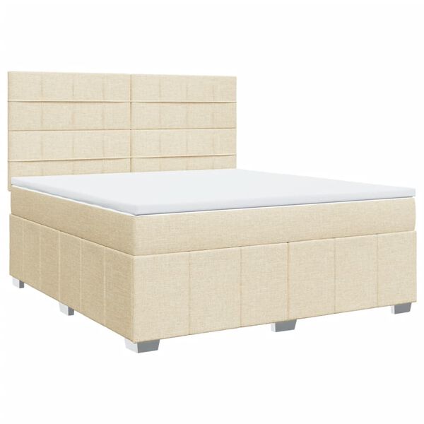 vidaXL Sommier &agrave; lattes de lit avec matelas Cr&egrave;me 180x200 cm Tissu