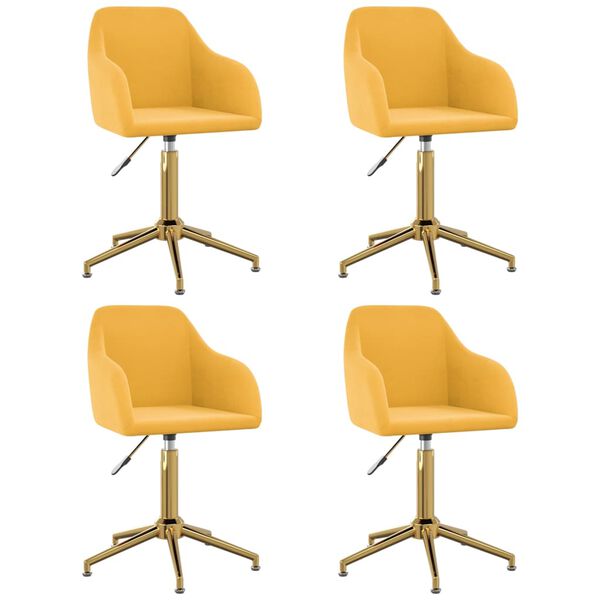 vidaXL Chaises pivotantes à manger lot de 4 jaune velours