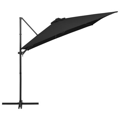 vidaXL Parasol déporté avec LED et mât en acier 250x250 cm Noir