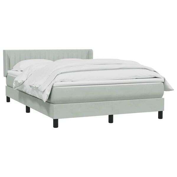 vidaXL Sommier &agrave; lattes de lit et matelas gris clair 140x210cm velours
