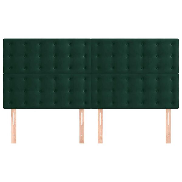 vidaXL T&ecirc;te de lit Vert fonc&eacute; 180x5x118/128 cm Velours