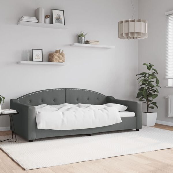 vidaXL Lit de repos sans matelas gris fonc&eacute; 90x190 cm tissu