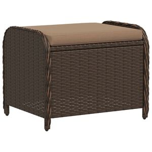 vidaXL Tabouret de jardin avec coussin brun 58x46x46 cm r&eacute;sine tress&eacute;e