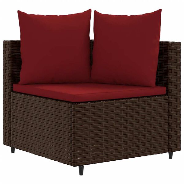 vidaXL Salon de jardin 4 pcs avec coussins marron r&eacute;sine tress&eacute;e
